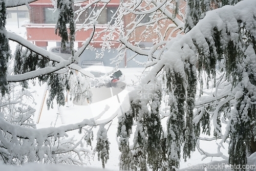 Image of winter view in a small finnish town after a snowfall