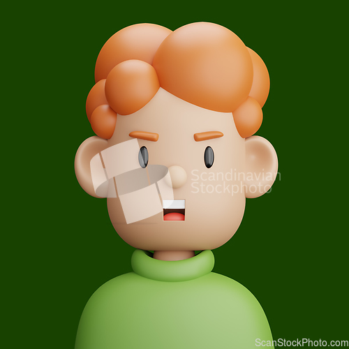 Image of 3D cartoon avatar of red-haired teenager