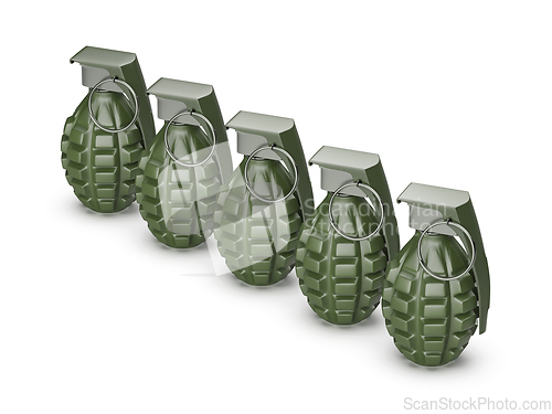 Image of Five fragmentation hand grenades