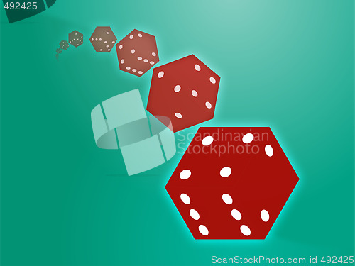 Image of Rolling red dice illustration