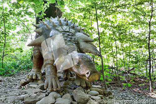 Image of prehistoric dinosaur Edmontonia in nature environment