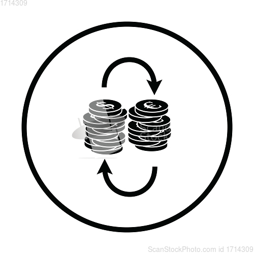 Image of Dollar euro coins stack icon