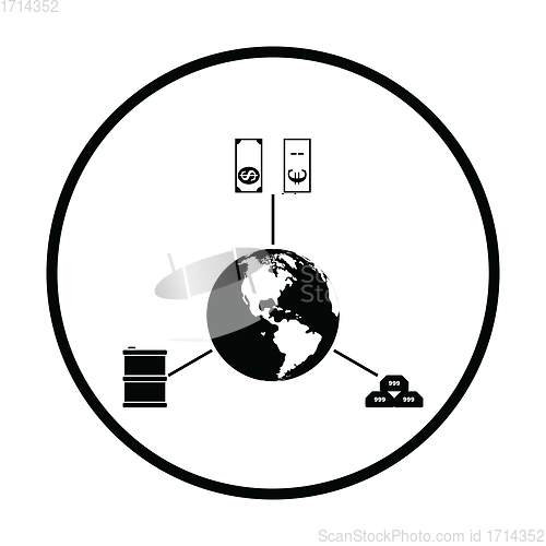 Image of Oil, dollar and gold with planet concept icon