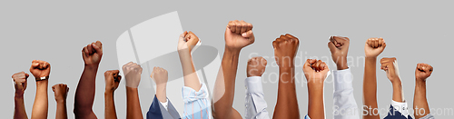 Image of african american male hands showing fists