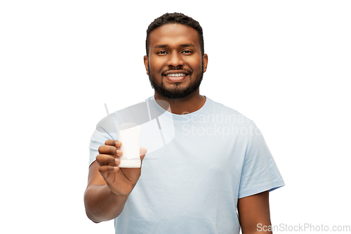 Image of african american man with antiperspirant deodorant