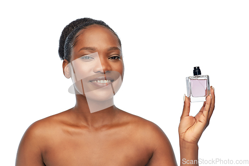 Image of young african american woman with perfume