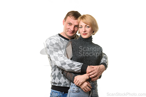 Image of Portrait of a thirty-five-year-old couple of Slavic appearance