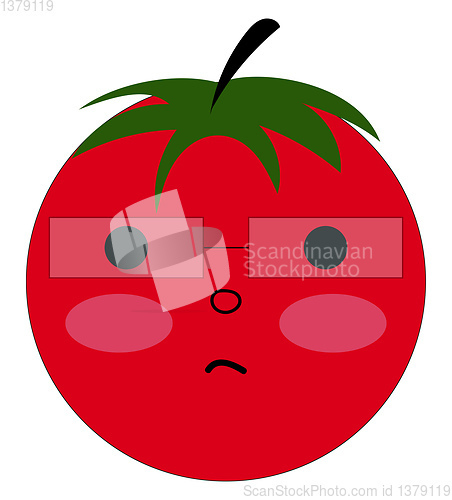 Image of Nerd tomato, vector or color illustration.