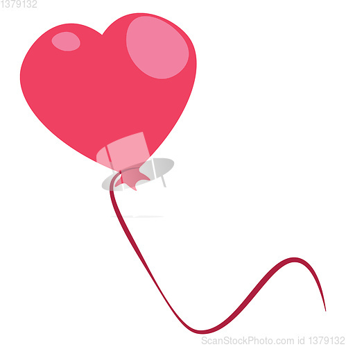 Image of A red heart shape balloon flying high with a long string tied to