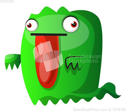 Image of Green monster with big red tongue illustration vector on white b