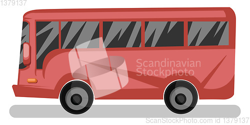 Image of Side view vector illustration of red bus on white background.