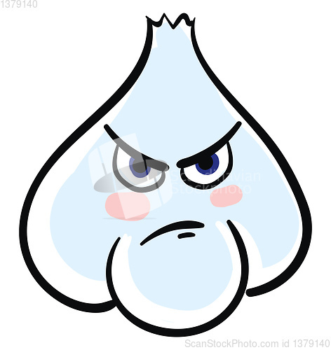 Image of Angry garlic, vector or color illustration.