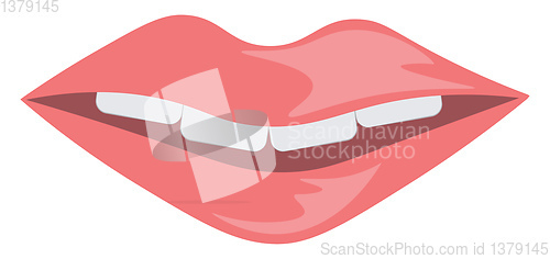 Image of A beautiful smile painted with glossy red lipstick vector color 