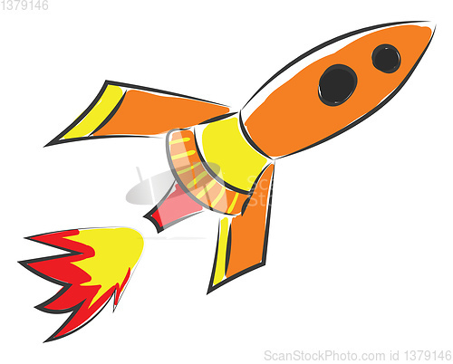 Image of A flying rocket vector or color illustration