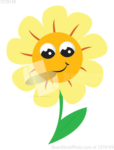 Image of A smiling sunflower vector or color illustration