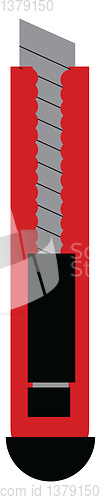 Image of A sharp blade in red safety cover is used for paper cutting vect