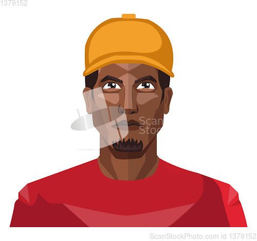 Image of Guy with yellow hat and beard illustration vector on white backg