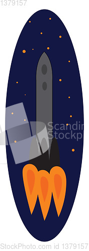 Image of Simple  vector illustrationof a grey rocket in space eclipse  on