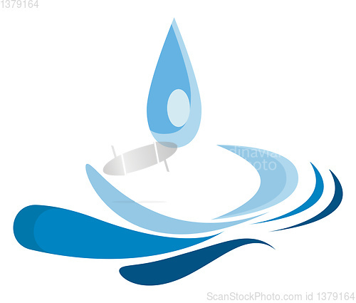 Image of A cute big blue drop of water dropping onto the ground vector co