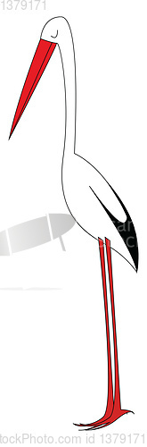 Image of Simple cartoon stork in the nest vector illustration on white ba