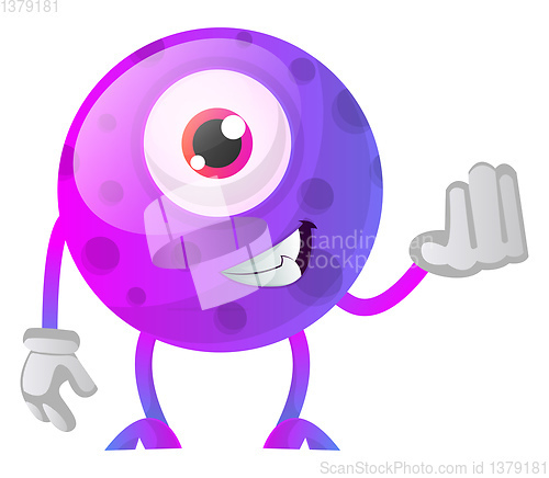 Image of Purple monster holding hand illustration vector on white backgro
