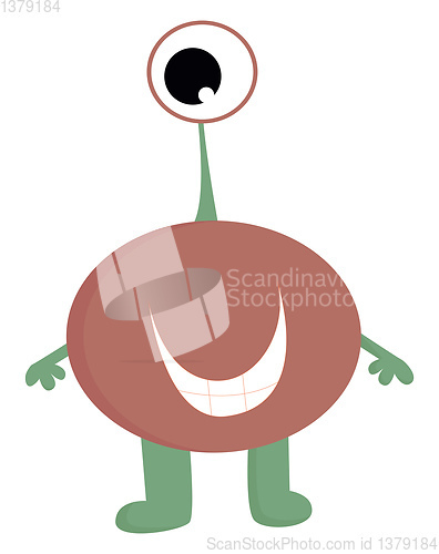 Image of A pink-colored one-eyed cartoon monster vector or color illustra