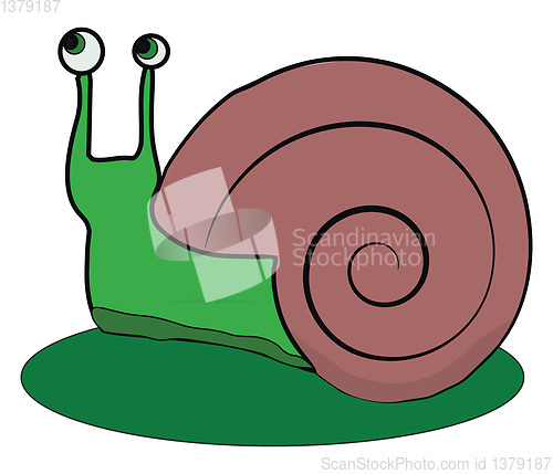 Image of Clipart of a small and pretty green snail vector or color illust