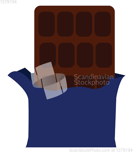 Image of A dark chocolate partially unwrapped vector color drawing or ill