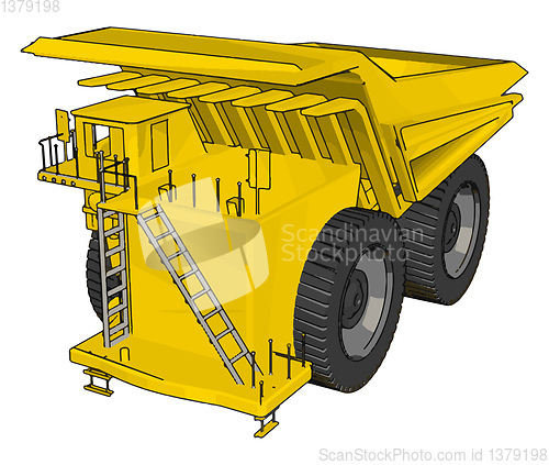 Image of Vector illustration of an yellow dumper truck white background