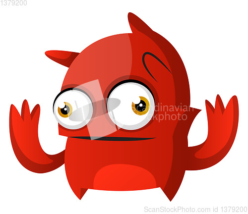 Image of Red monster with hands up illustration vector on white backgroun