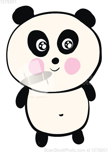 Image of Cute smiling black and white panda vector illustration on white 