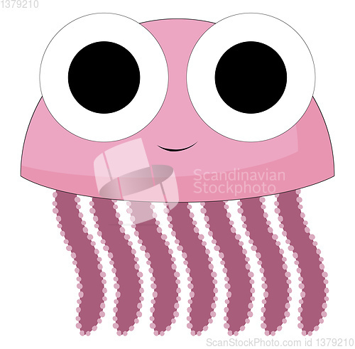 Image of A smiling violet jelly fish, vector or color illustration.