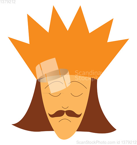 Image of A king with his golden crown vector or color illustration