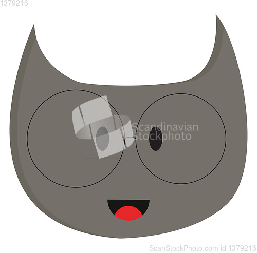 Image of Smiling grey cat with eyeglasses vector illustration on white ba