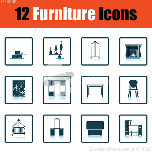 Image of Home furniture icon set