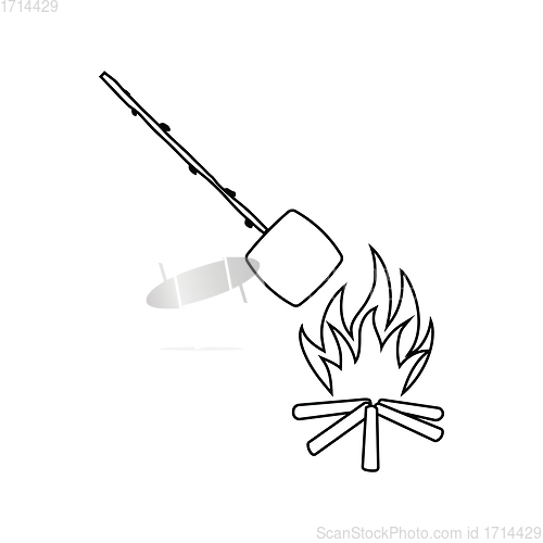 Image of Icon of camping fire with roasting marshmallow 