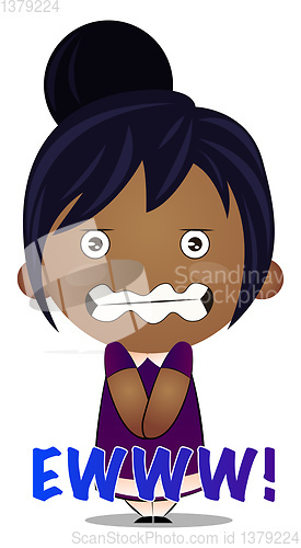 Image of Little girl is feeling scared, illustration, vector on white bac