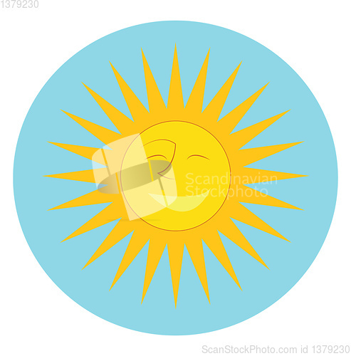 Image of A bright warm shining sun smiling vector color drawing or illust