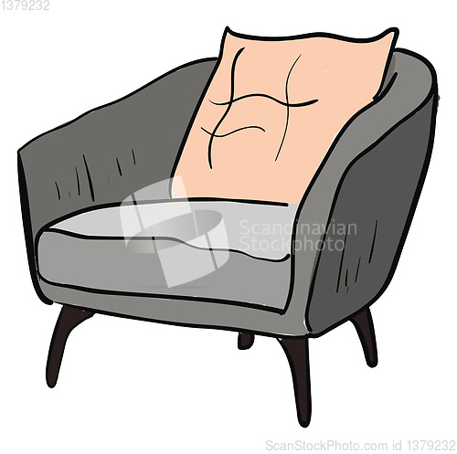 Image of A grey chair for the living room looks adorable vector or color 