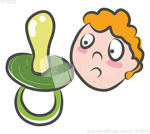 Image of Green nipple and sad baby face with ginger hair illustration vec