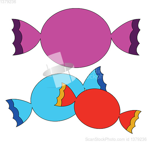 Image of Portrait of three colorful candies vector or color illustration