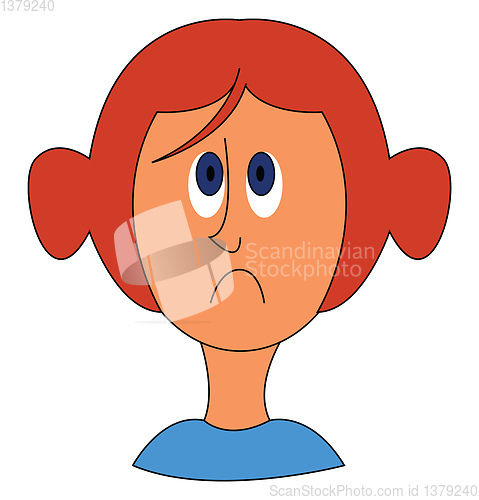 Image of Litlle redhair sad girl illustration vector on white background 
