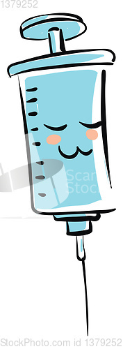 Image of Cute smiling lightblue syringe vector illustration on white back