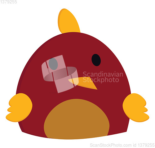 Image of A cute little red-colored cartoon bird vector or color illustrat