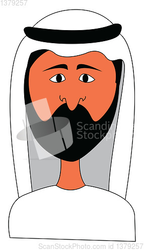 Image of Arabian man in white clothes vector illustration on white backgr