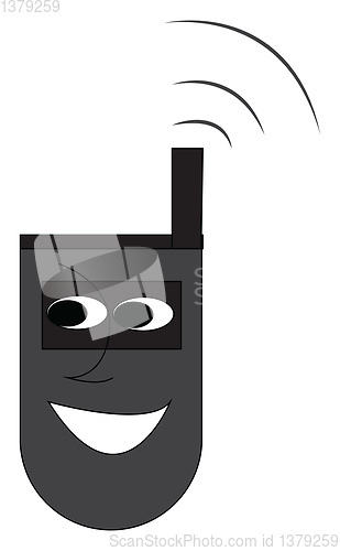 Image of A cartoon image of a black colour flip phone vector or color ill