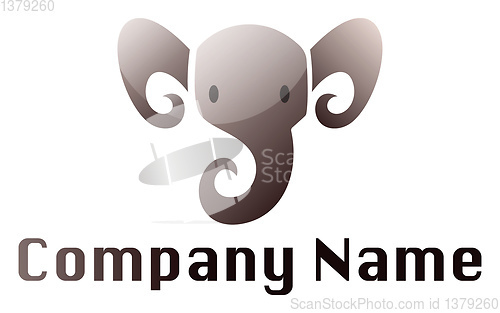 Image of Grey elephant head modern logo vector illustration on a white ba