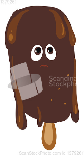 Image of Melting chocolate ice cream vector or color illustration