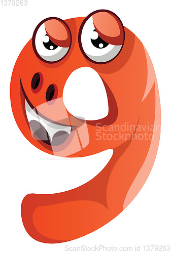 Image of Orange monster in number nine shape illustration vector on white