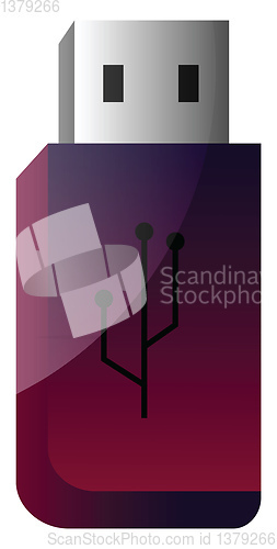 Image of Deep purple and pink USB flashdrive simple vector illustration o